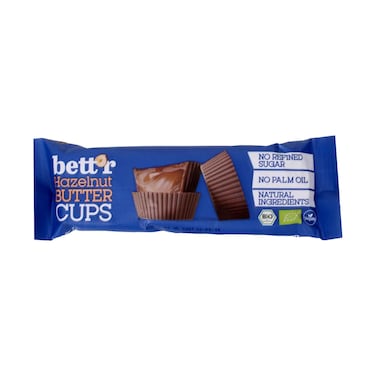 Bett'r Organic Hazelnut Butter Cups &ndash; No Refined Sugar &amp; No Palm Oil 39g