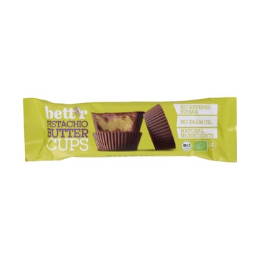 Bett'r Organic Pistachio Butter Cups &ndash; No Refined Sugar &amp; No Palm Oil 39g