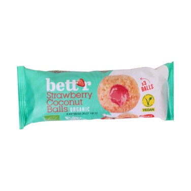 Bett&rsquo;r Organic Strawberry Coconut Balls (3 Pieces, Vegan) 45g