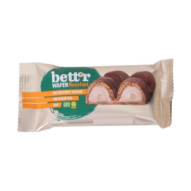 Bett'r Organic Hazelnut Wafer Bar &ndash; No Refined Sugar &amp; No Palm Oil 33g