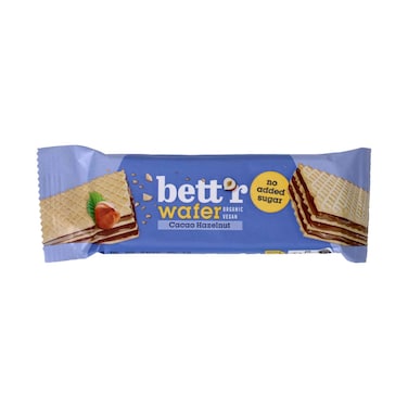 Bett'r Organic Cacao Hazelnut Wafer Bar &ndash; No Added Sugar, Vegan 30g