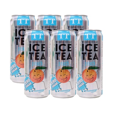 TT Ice Tea Drink Peach Flavour Zero Sugar 330mlx6 Pieces