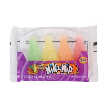 Nik-L-Nip Mini Drinks Assorted Fruit Flavored Wax Bottles Candy 39gx4 Pieces