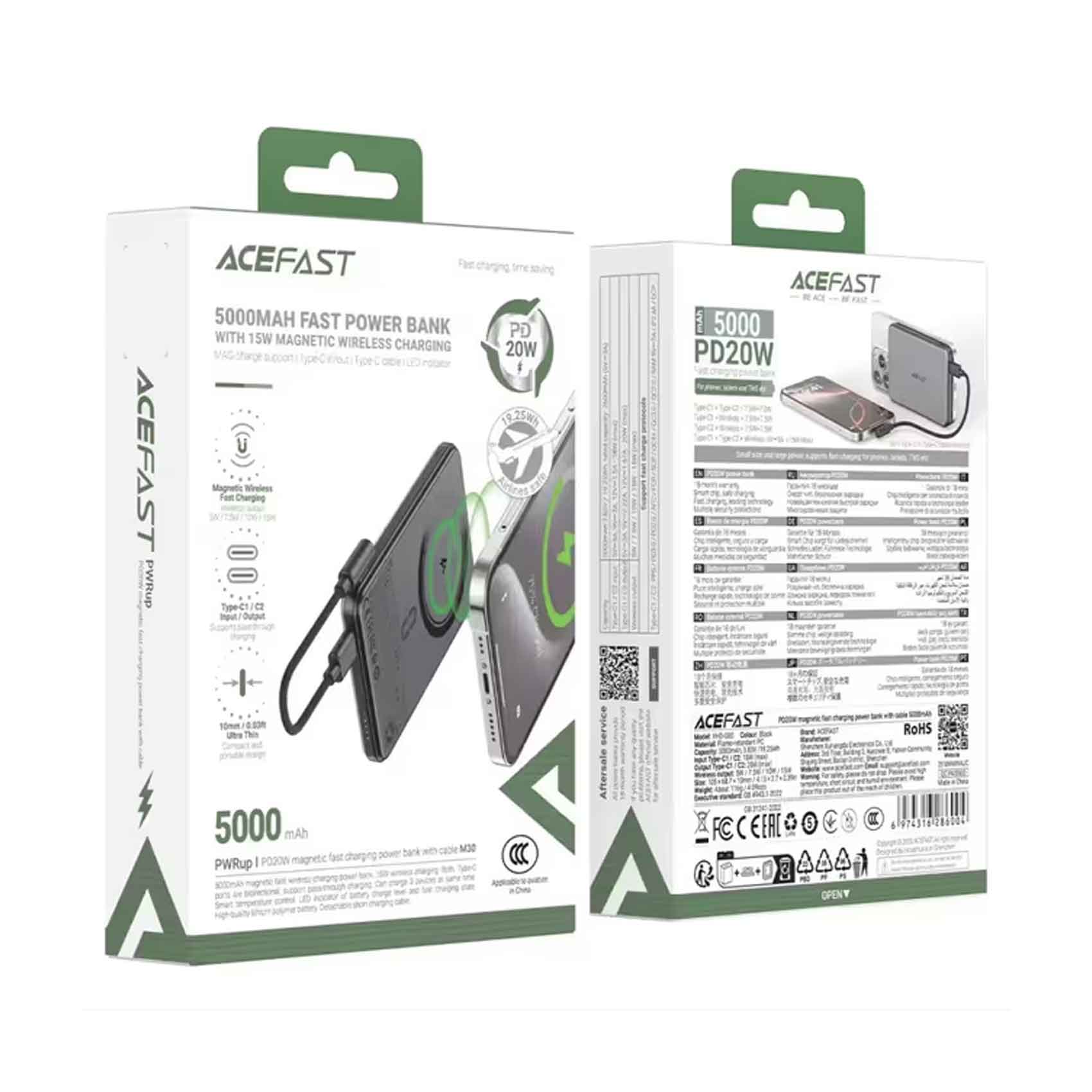 Acefast Power bank cable 5000Mah PD20 M50