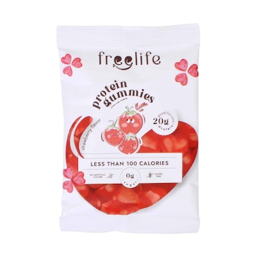Free Life Protein Gummies Strawberry Flavour 20g Protein, Less Than 100 Calories 32g