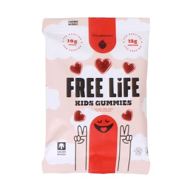 Free Life Kids Gummies Strawberry Flavour 10g Sugar / 12g Protein per Serving 34g
