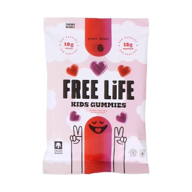 Free Life Kids Gummies Mixed Berry Flavour 10g Sugar / 12g Protein per Serving 34g