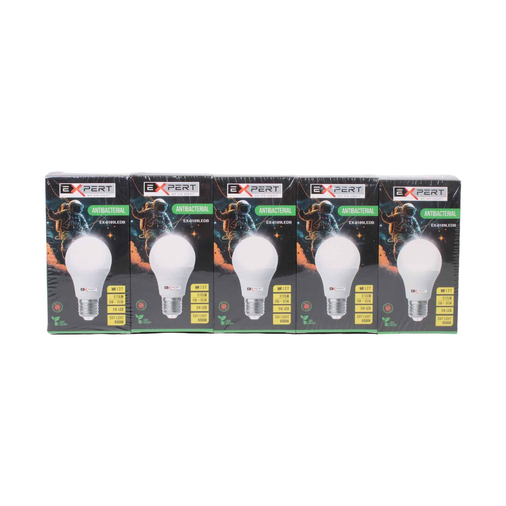 Expert E27 LED Bulb 9 Watts Daylight 5 Pieces Set