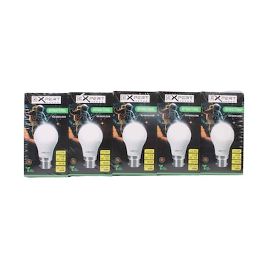مجموعة من 5 مصابيح LED احترافية B22d 9 وات، ضوء نهاري