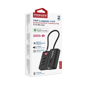 Promate TSA Luggage Lock with Smart Precision Tracking Tag, works with Find My App