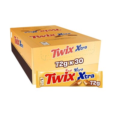 Twix Xtra Milk Chocolate Caramel &amp; Biscuit Bar 72g x 30 Pieces