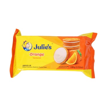 Julie&rsquo;s Orange Cream Sandwich Biscuits 100g