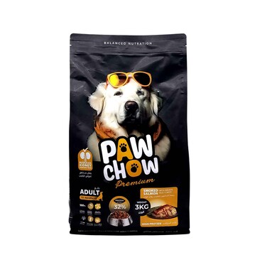 Paw Chow Premium Adult Dog Food Smoked Salmon with Brown Rice 12 Months+ (High Protein, 3kg)