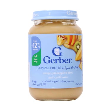 Gerber Tropical Fruits Mango, Pineapple &amp; Kiwi  Baby Food 190g