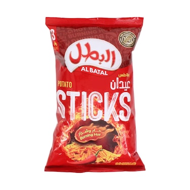Al Batal Potato Sticks Burning Hot Flavored Potato Snack 80g