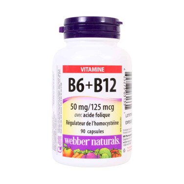 Webber Naturals Vitamin B6 + B12 with Folic Acid 90 Capsules