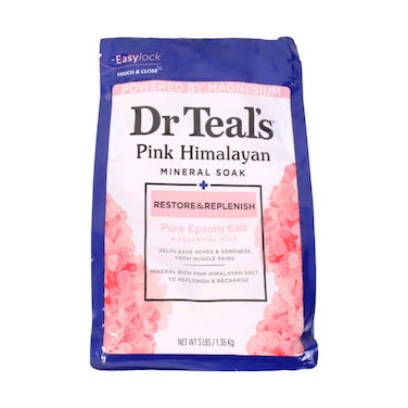Dr Teal's Pink Himalayan Mineral Soak Restore &amp; Replenish Pure Epsom Salt with Essential Oils 1.36kg