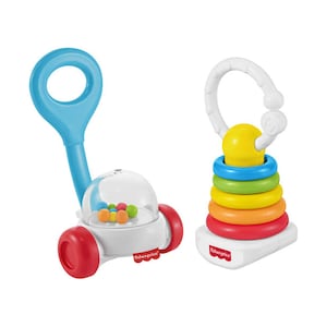 Mattel Fisher Price New Born Baby Classic Rattle Toys 2 In 1 Pack