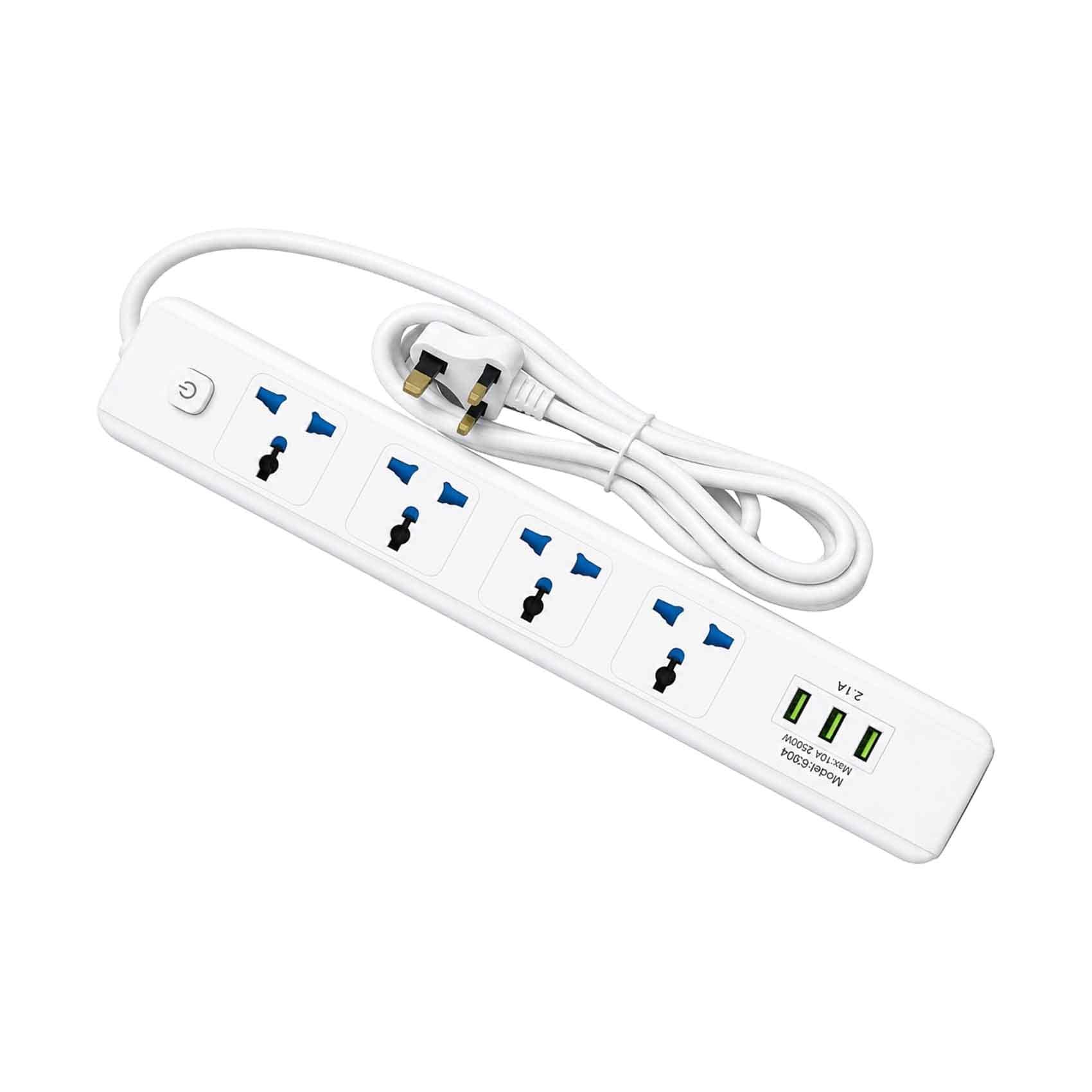 Power Extension Socket 3 Meters 4 Way 3 USB
