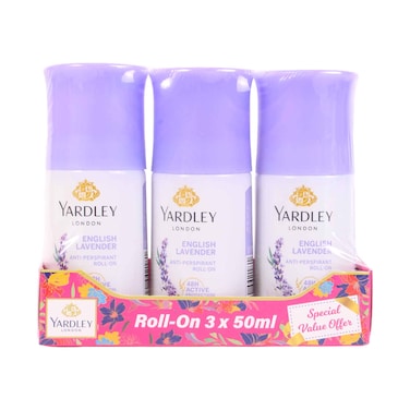 Yardley Women Roll-On Deodorant Assorted 50mlx3 Pieces