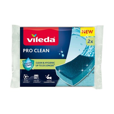 Vileda Pro Clean Kitchen Sponge Scourers 2 Pieces