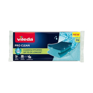 Vileda Pro Clean Kitchen Sponge Scourers 3 Pieces