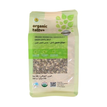 Organic Tattva  Moong Dal Green Split (Green Lentil Split) 500g