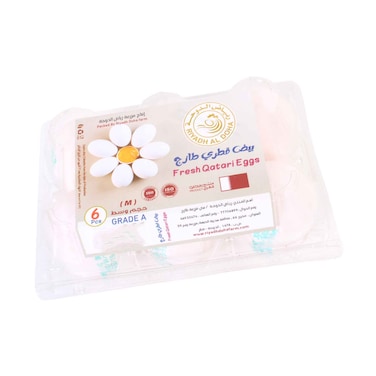 Riyadh Al Doha Fresh Qatari White Eggs Grade A Medium Size 6 Pieces