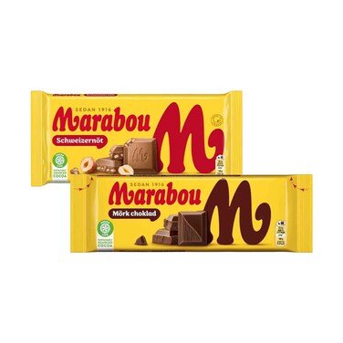 Marabou Schweizernot Milk Chocolate 90g &amp; Dark Chocolate Bar 180g