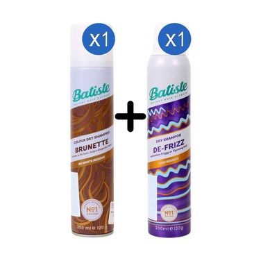 Batiste Dry Shampoo Brunette Hair 200ml +  Dry Shampoo De-Frizz 200ml
