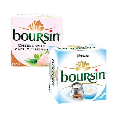 Boursin Soft Cheese Garlic And Herbs 150g &amp; Soft Cheese Plain 150g