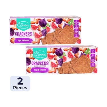 Benina Crackers Figs &amp; Almond, Baked Not Fried 90gx2 Pieces