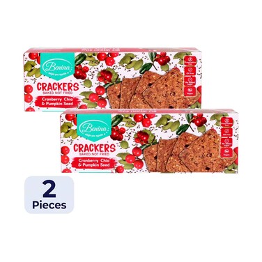 Benina Crackers Cranberry Chia &amp; Pumpkin Seeds, Baked Not Fried 90gx2 Pieces