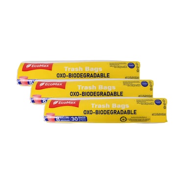 Ecomax Trash Bags 8 Gallon 30 Bags x 3 Packs