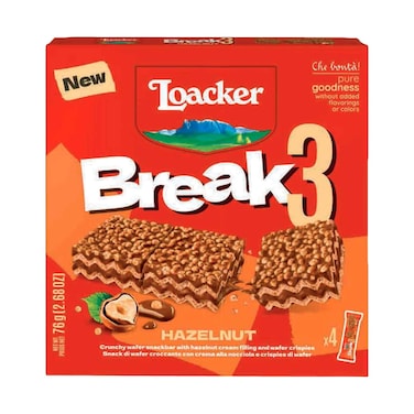 Loacker Break3 Hazelnut Wafer Bar 76g