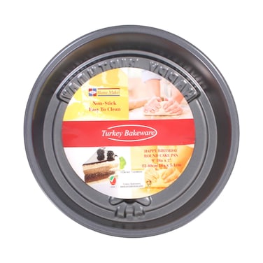 Home Maker Non Stick Easy To Clean Turkey Bakeware Happy Birthday Round Cake Pan 22.40cmx5.1cm