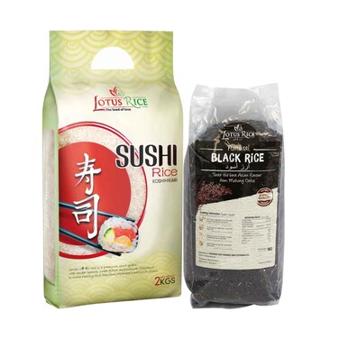 Lotus Sushi Rice 2kg &amp; Natural Black Rice 1kg