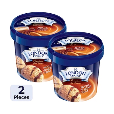 London Dairy Mocha Almond Fudge Ice Cream 1Lx2 Pieces