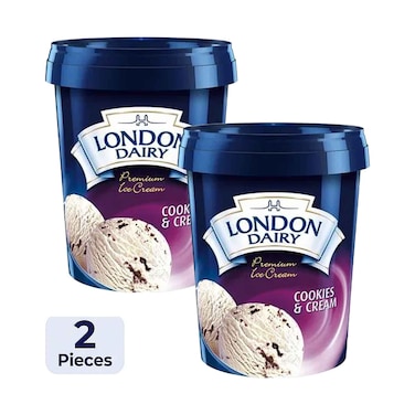 London Dairy Premium Ice Cream With Cookies &amp; Cream 500mlx2 Pieces