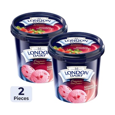 London Dairy Natural Strawberry Flavored Ice Cream 500mlx2 Pieces