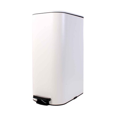 Abelplast Stainless Steel Step Trash Bin White 30l