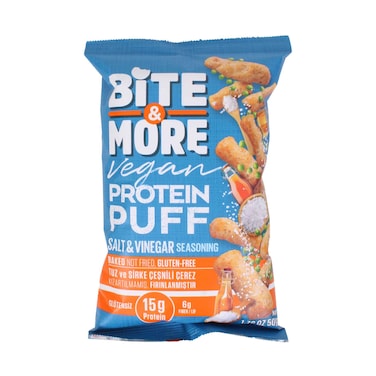 Bite &amp; More Vegan Protein Puff Salt &amp; Vinegar Seasoning 50g