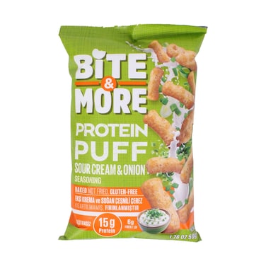 Bite &amp; More Protein Puff Sour Cream &amp; Onion Seasoning 50g