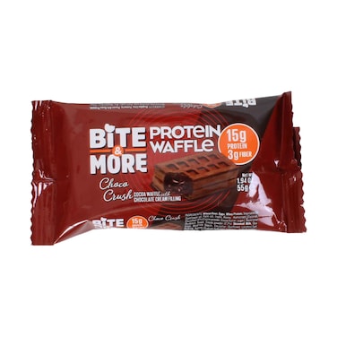 Bite &amp; More Protein Waffle Choco Crush Cocoa Waffle with Chocolate Cream Filling 55g