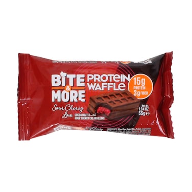 Bite &amp; More Protein Waffle Sour Cherry Love with Sour Cherry Cream Filling 55g