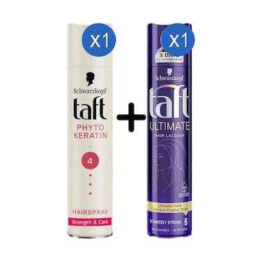 Schwarzkopf Taft Keratin Hair Spray 250ml + Ultimate Hair Lacquer Ultimately Strong 250ml
