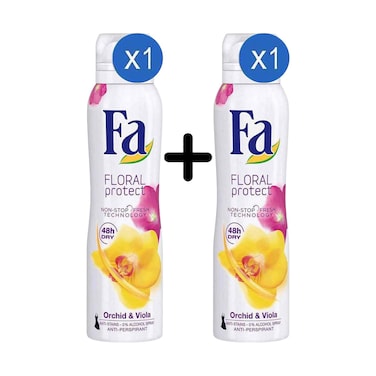 Fa Deodorant Spray Anti-perspirant Floral Protect Orchid &amp; Viola 150ml + 1 Piece