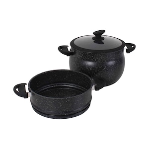 Gitco Black Marble Coated Couscous Pot Set