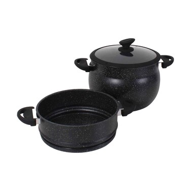 Gitco Black Marble Coated Couscous Pot Set