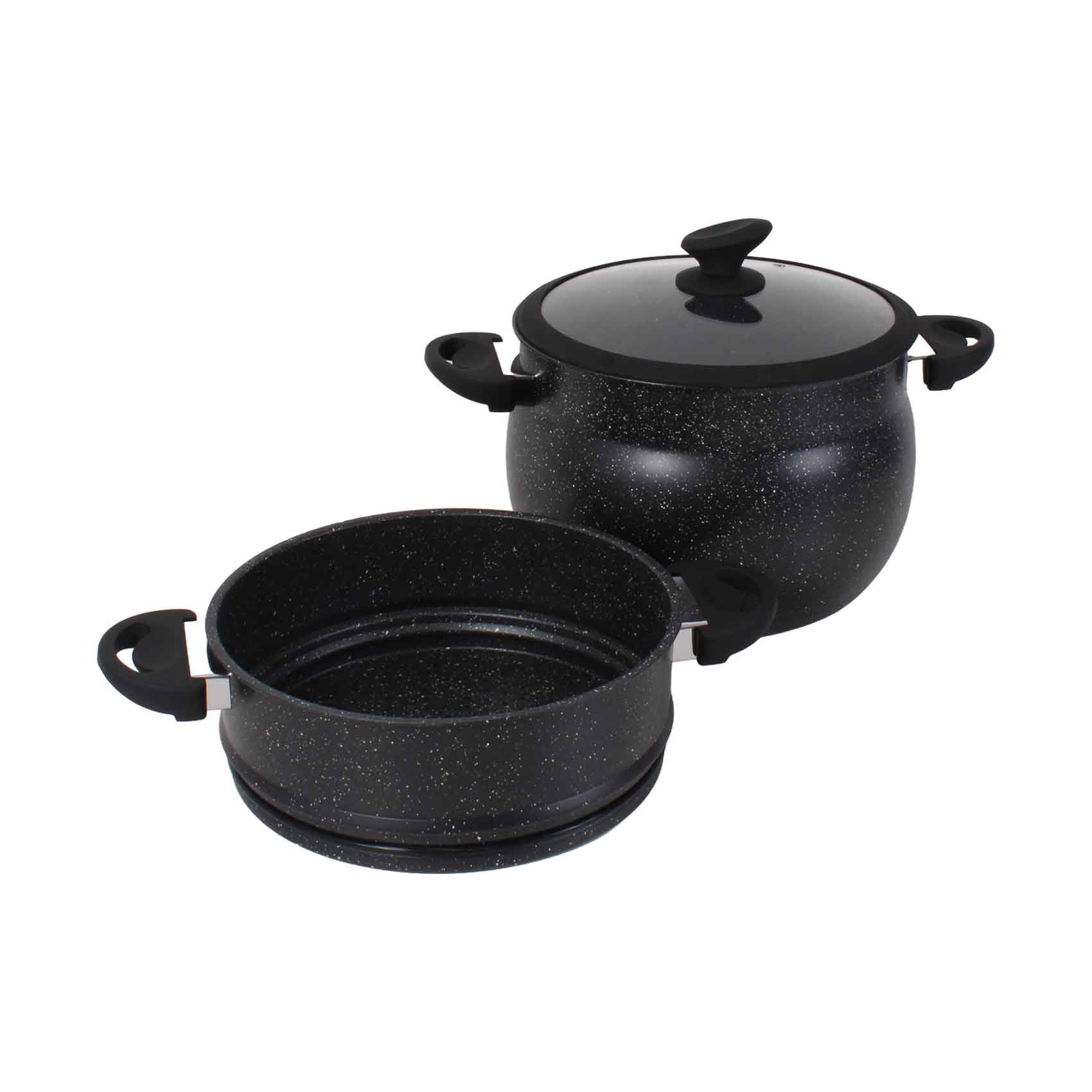 Gitco Black Marble Coated Couscous Pot Set